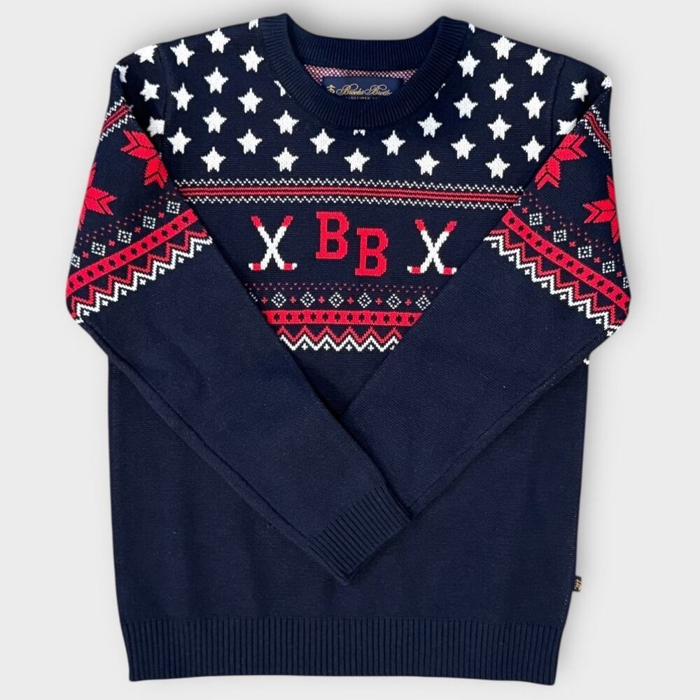 NEW Brooks Brothers Boys Cotton Jacquard BB Fair Isle Sweater Size 7 Year
